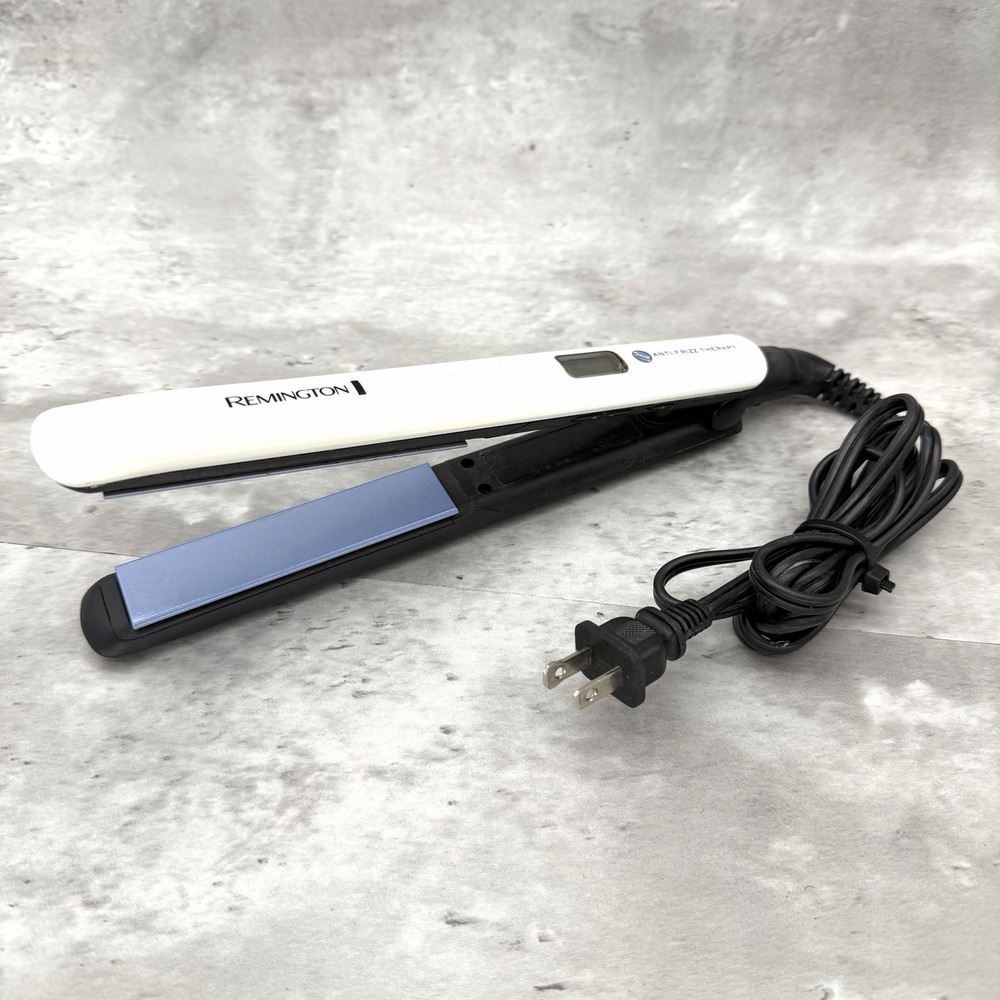 Remington Flat Iron Hair Straightener, Black White With Blue Plates Anti-Frizz